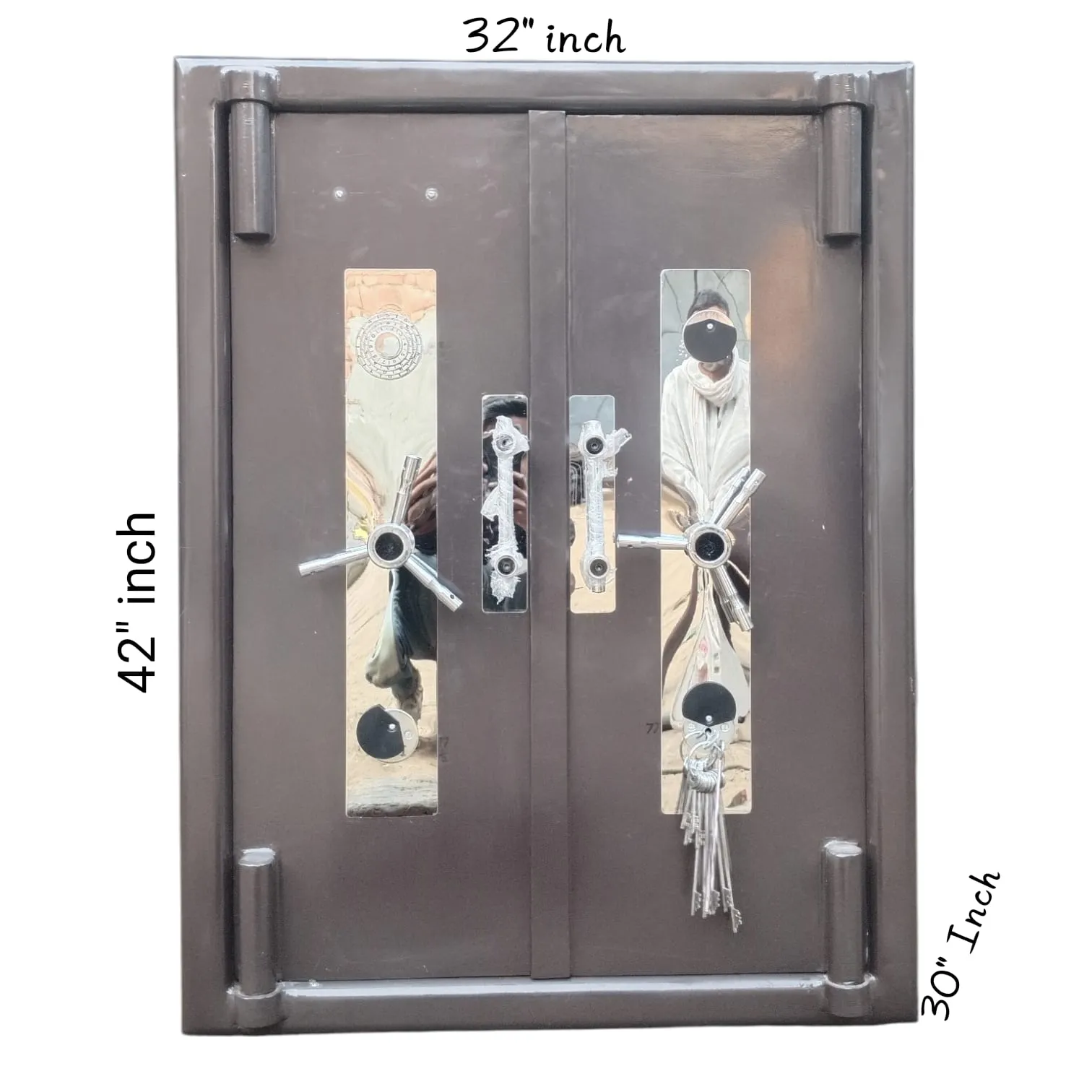 Double-door fireproof safe with combination and key locks