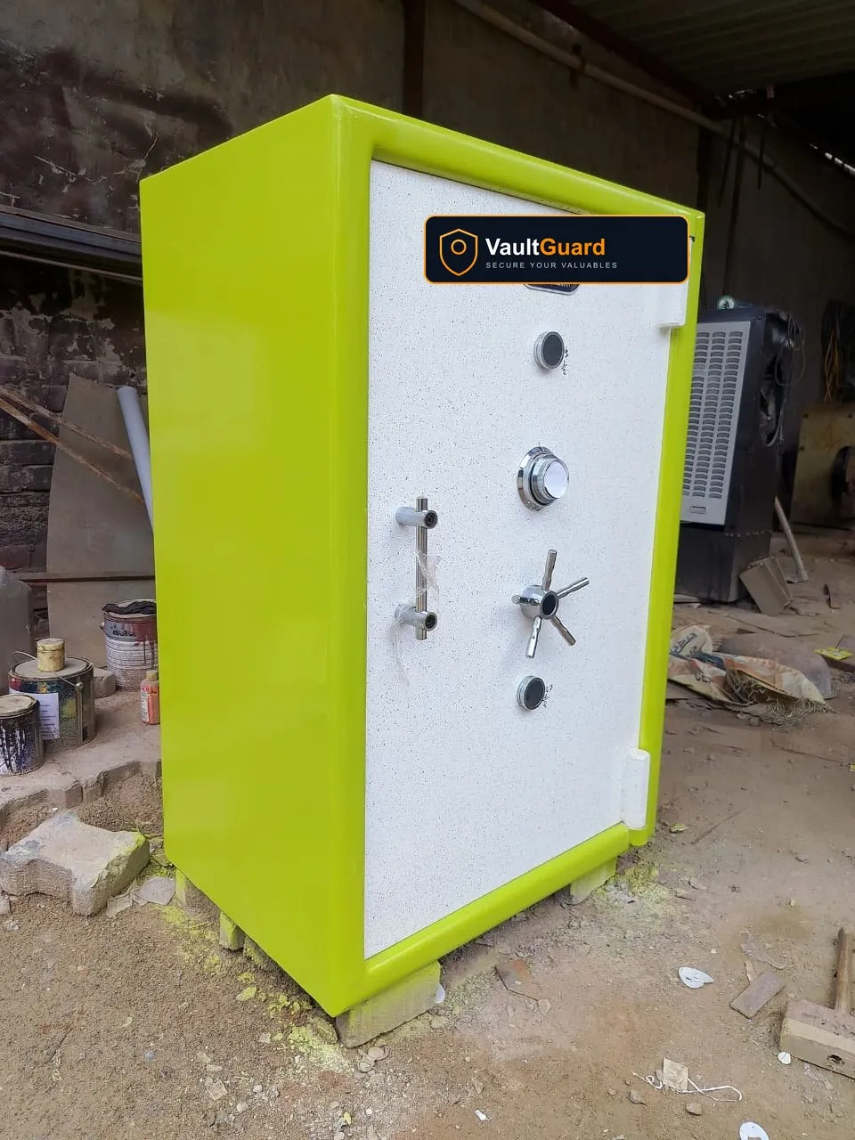 Fire-rated safe in custom lime finish